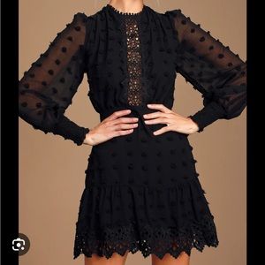 Lulu’s Lust or Love Black Embroidered Dress